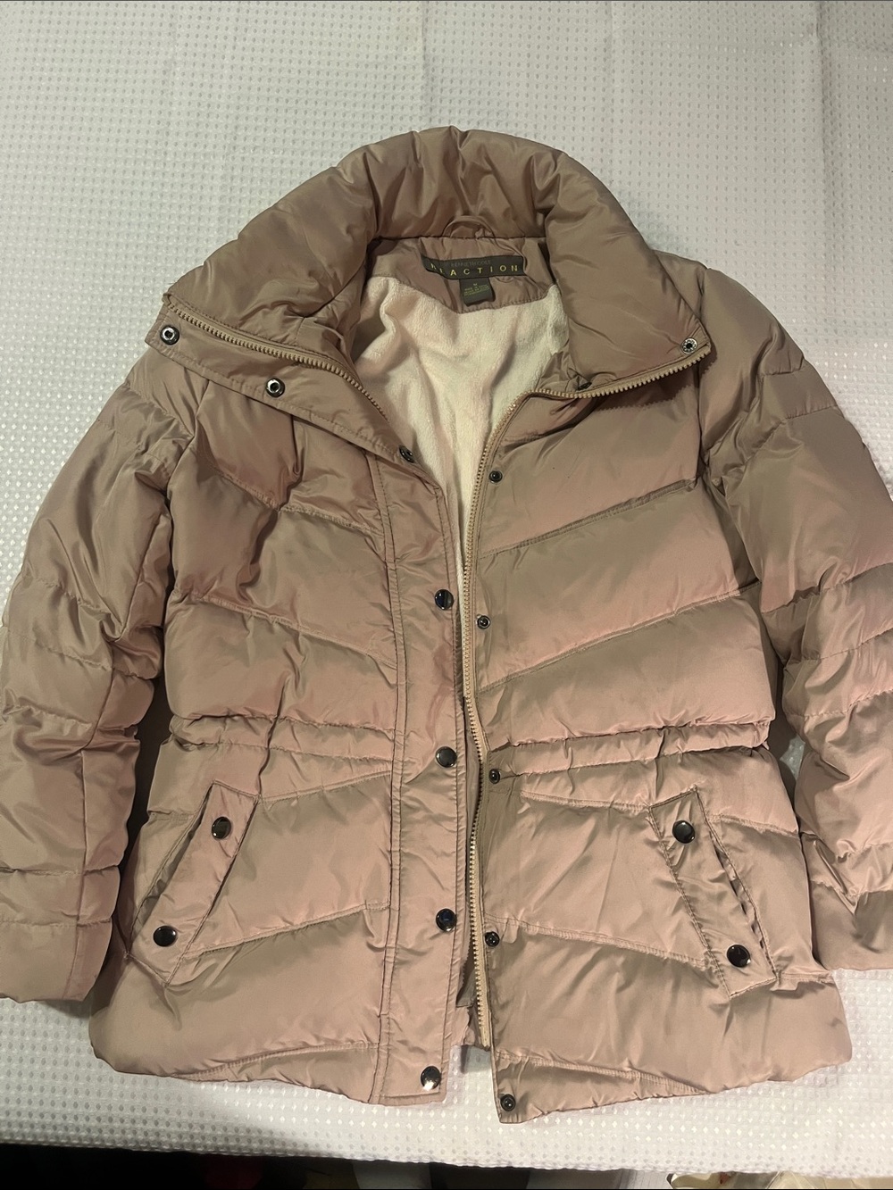Kenneth Cole Taupe Quilted Puffer Jacket